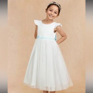 AZAZIE Hemi Ivory Sea Glass A-Line Bow Tulle Dress Size 5 New‎ With Tags